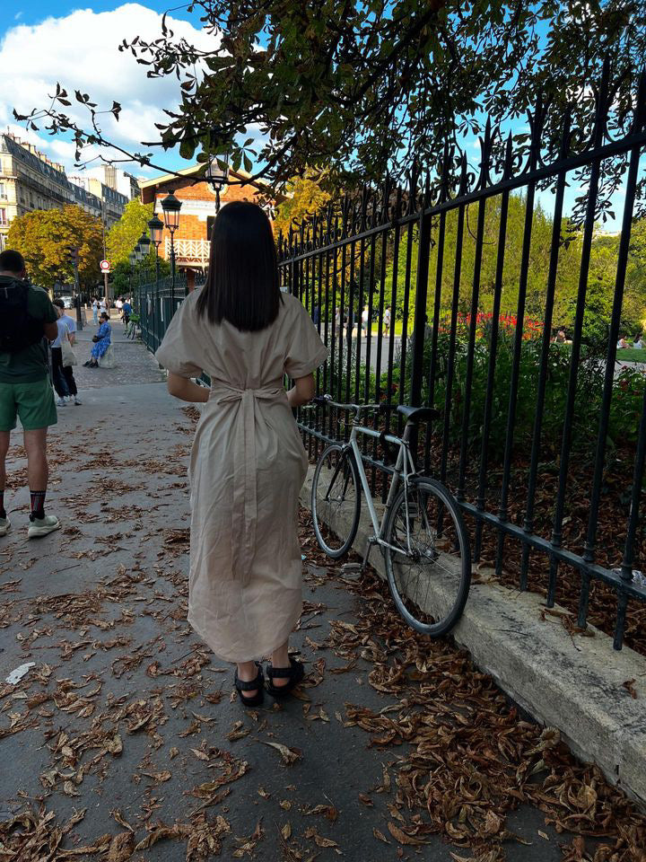 Robe chemise à nouer Beige