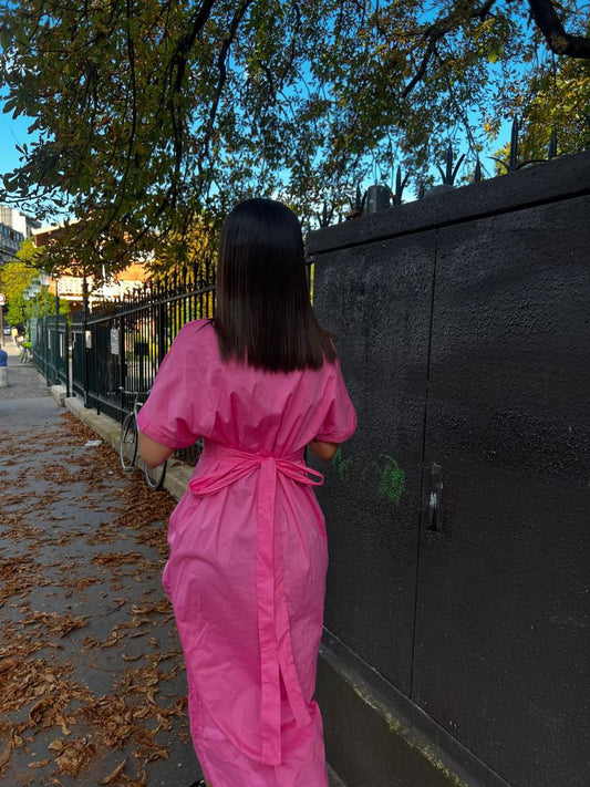 Robe chemise à nouer Rose