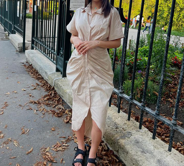 Robe chemise à nouer Beige