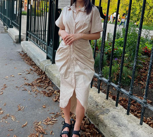 Robe chemise à nouer Beige
