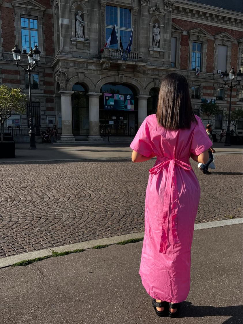 Robe chemise à nouer Rose